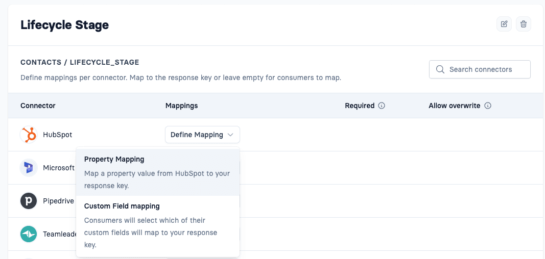 Custom Field mapping - Select mapping type