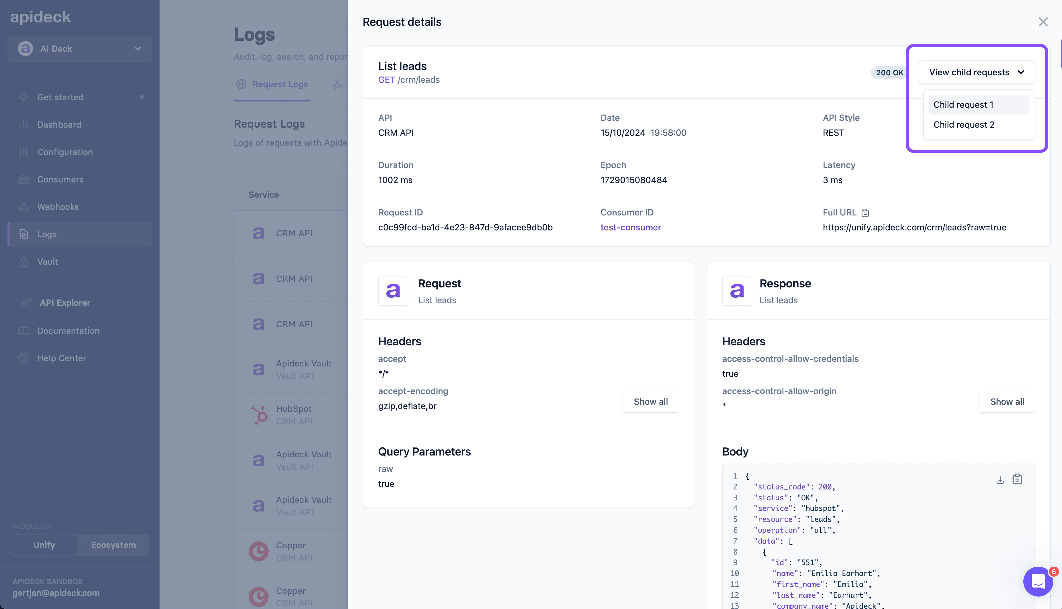 Apideck Logs - Child Requests