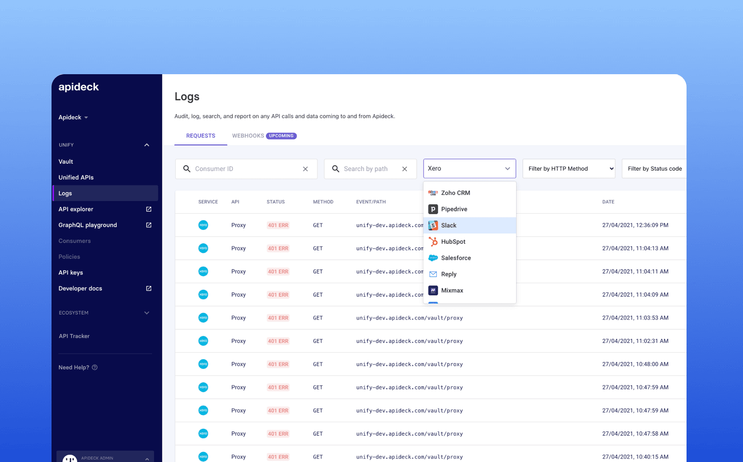 API logging