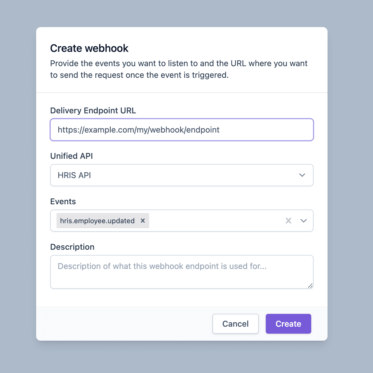 Unify admin - Register webhook subscription